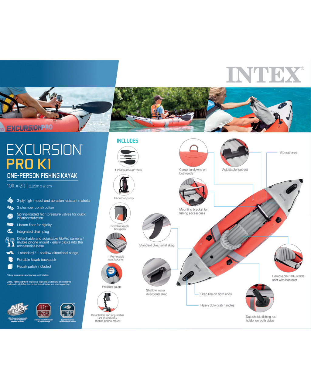 Excursion™ Pro K1 Inflatable Kayak - 1 Person 13 Excursion™ Pro K1 Inflatable Kayak - 1 Person