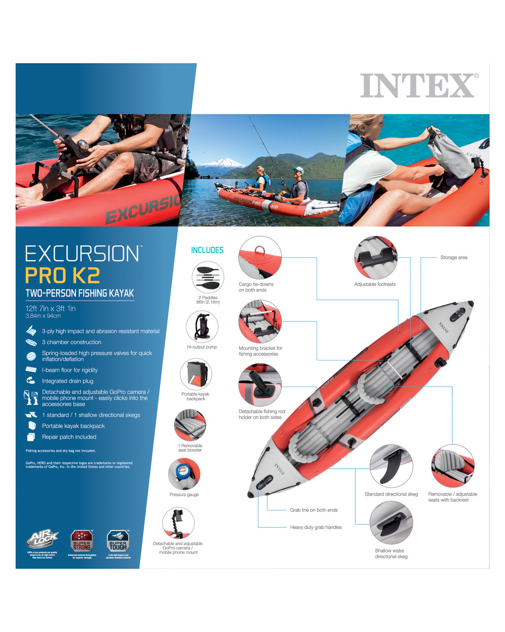 Excursion™ Pro K2 Inflatable Kayak - 2 Person 14 Excursion™ Pro K2 Inflatable Kayak - 2 Person