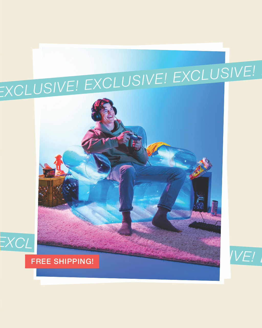 Transparent Armchair Inflatable Lounge Chair - Blue