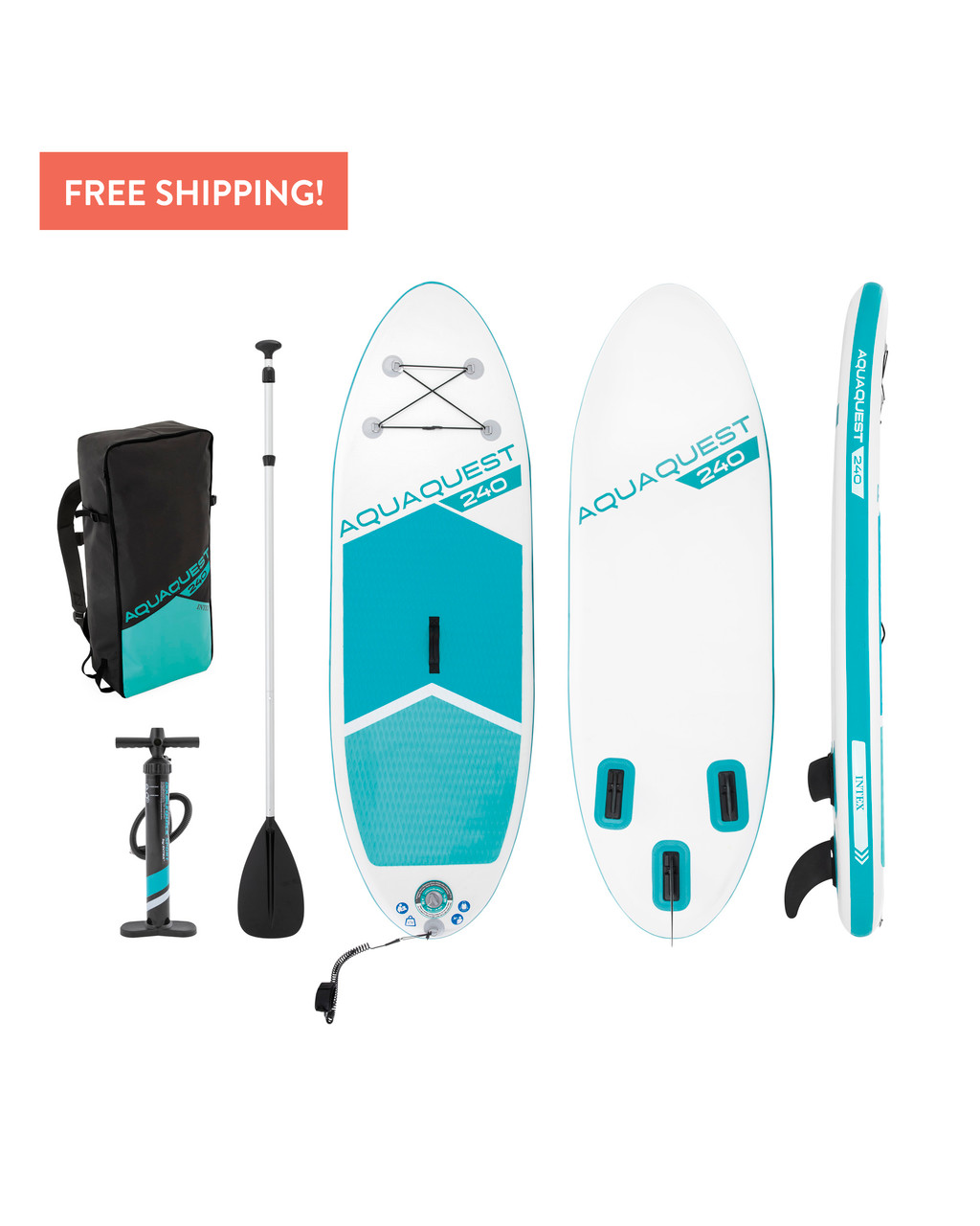 8' AquaQuest® 240 Inflatable Paddle Board Package