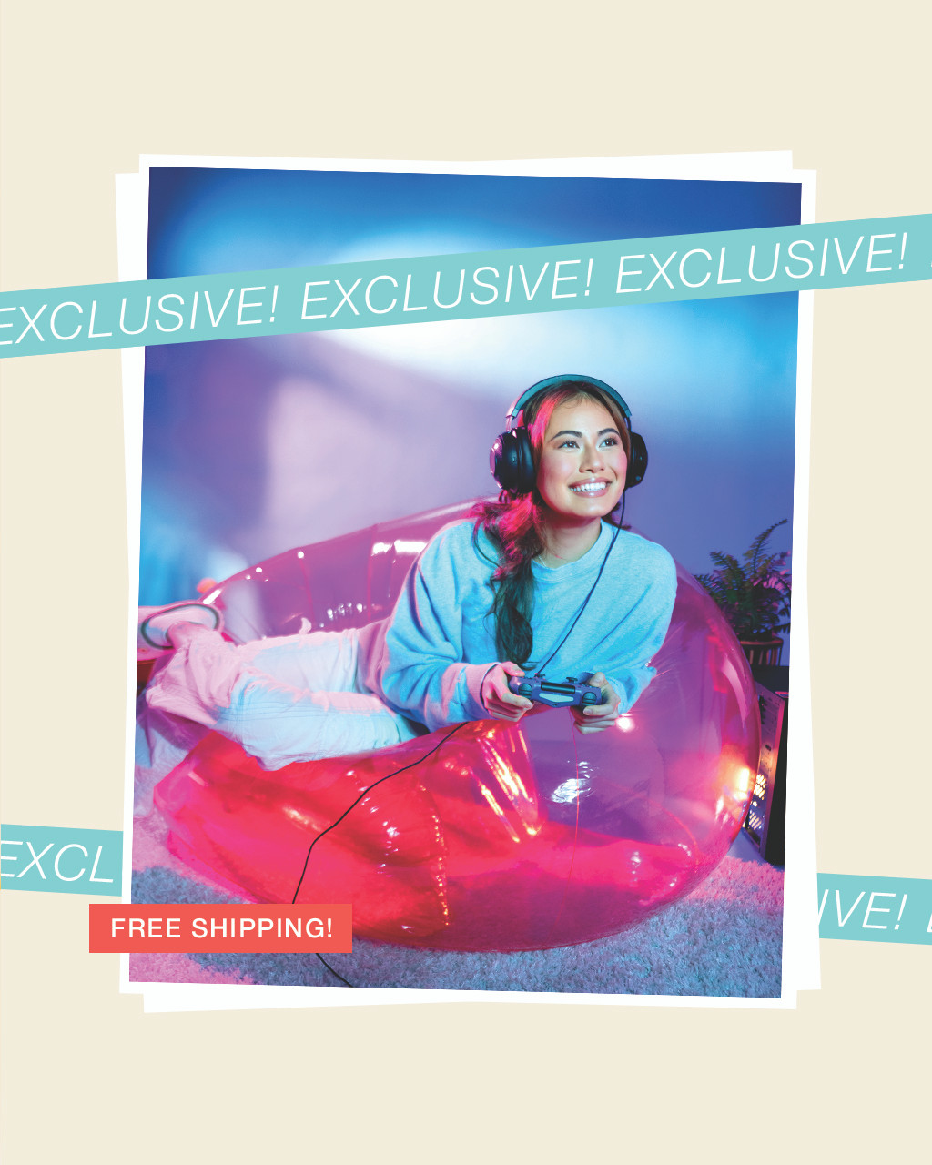 Transparent Beanless Bag™ Inflatable Lounge Chair - Pink