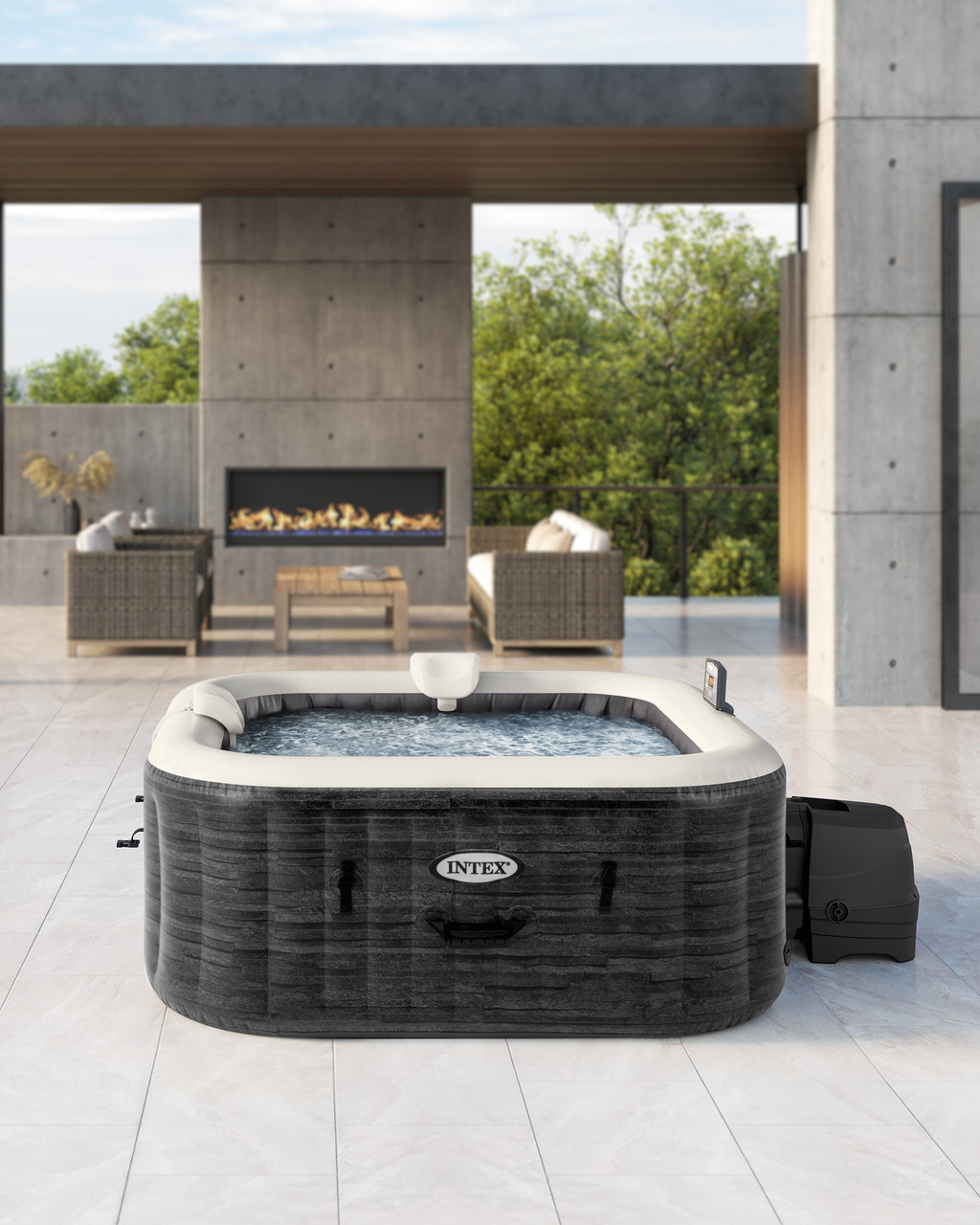 4-Person Greystone Deluxe Square Bubble Spa Set