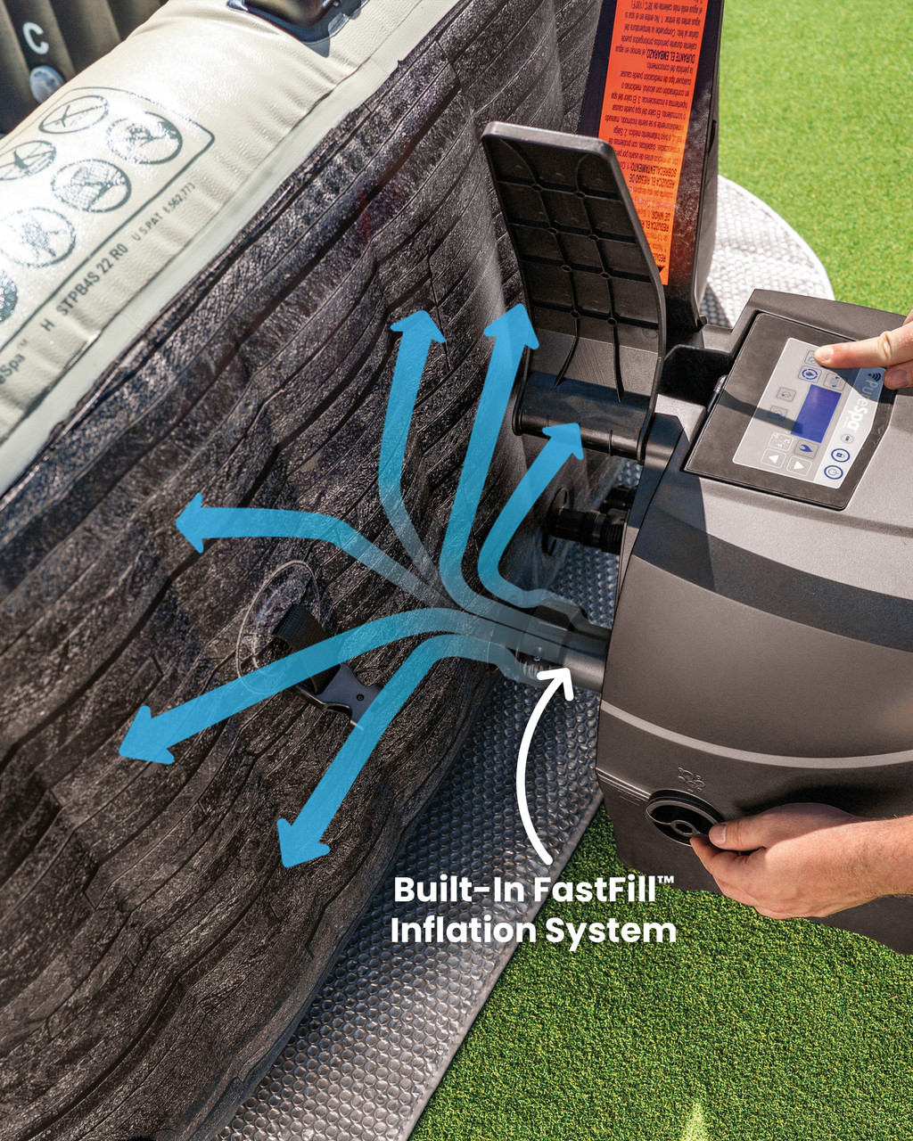 4-Person Greystone Deluxe Square Bubble Spa Set