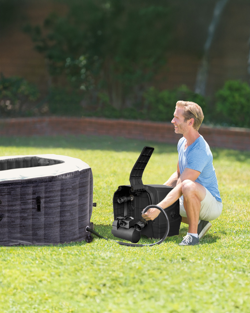 4-Person Greystone Deluxe Square Bubble Spa Set