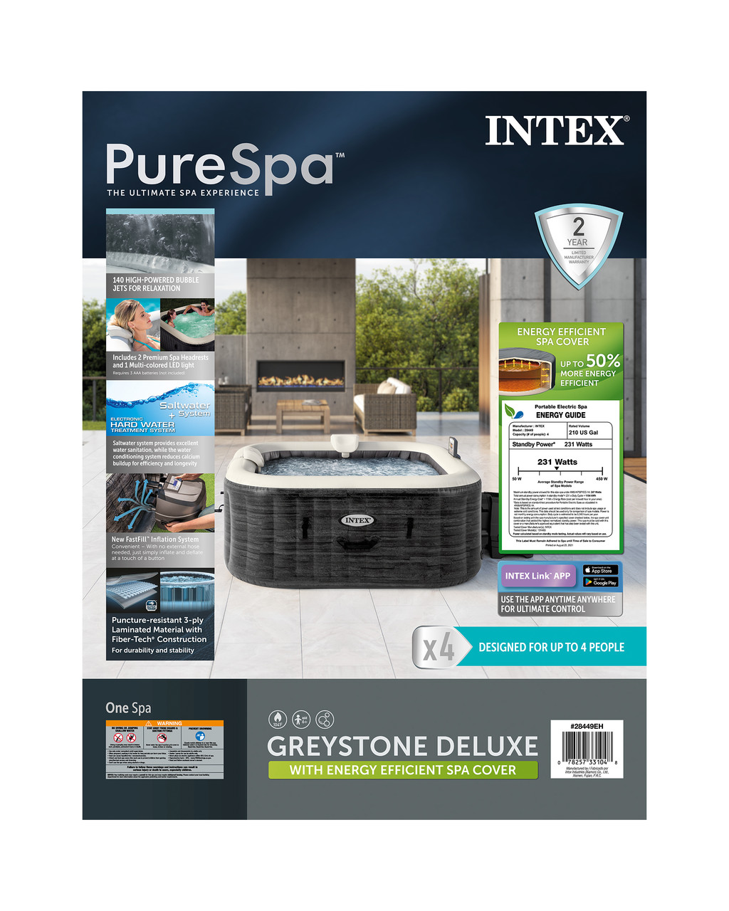 4-Person Greystone Deluxe Square Bubble Spa Set