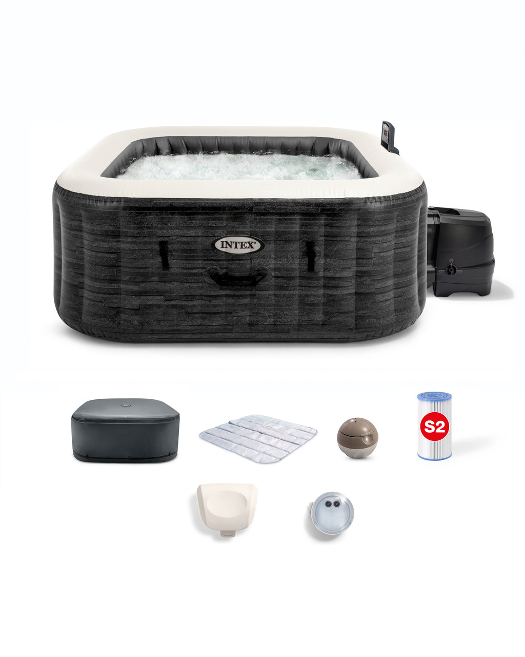 4-Person Greystone Deluxe Square Bubble Spa Set