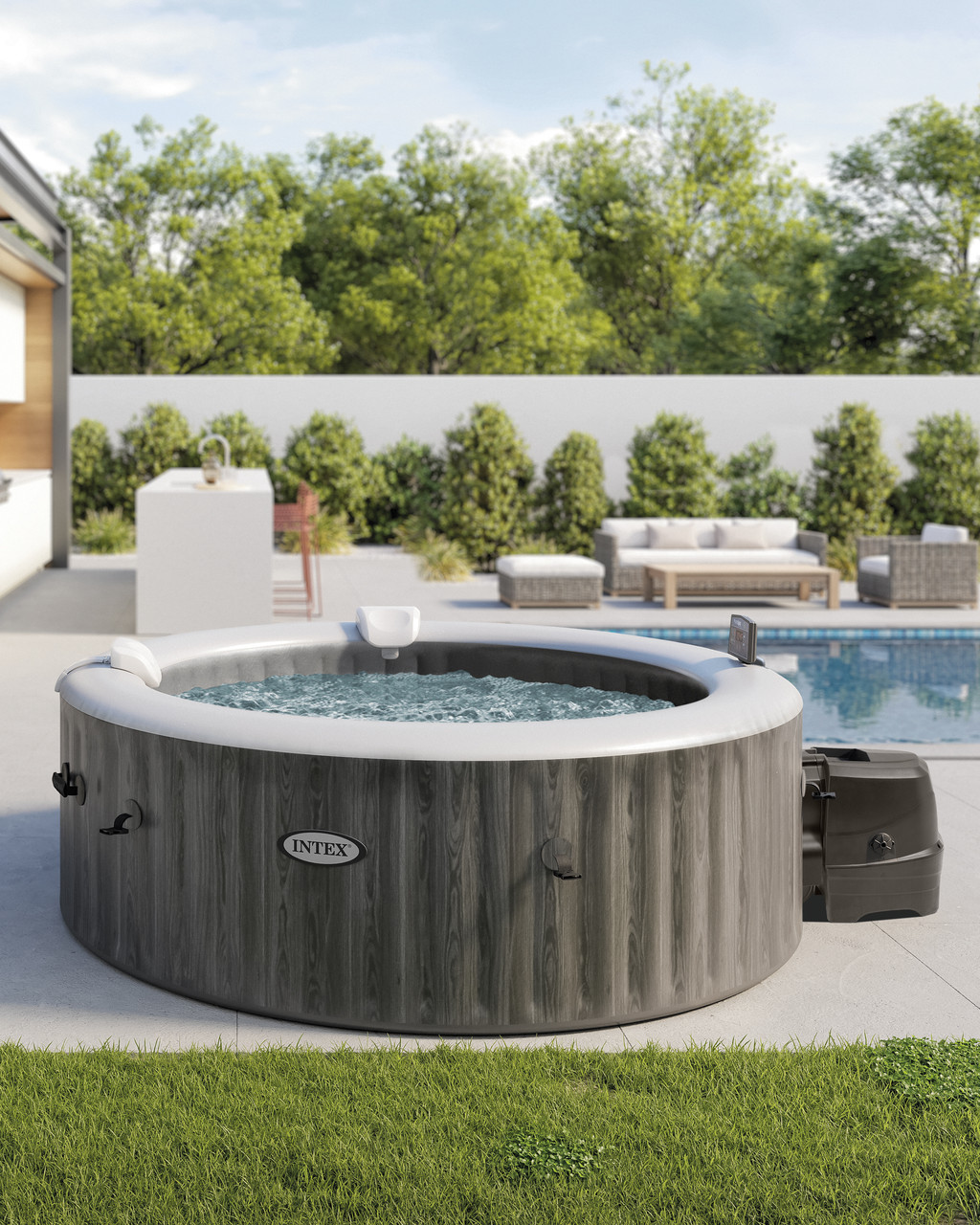 6-Person Greywood Deluxe Round Bubble Spa Set