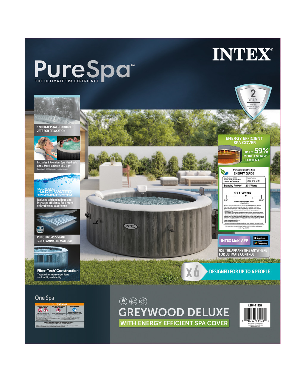 6-Person Greywood Deluxe Round Bubble Spa Set 19 6-Person Greywood Deluxe Round Bubble Spa Set