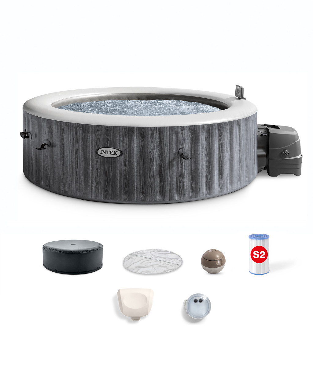 6-Person Greywood Deluxe Round Bubble Spa Set 4 6-Person Greywood Deluxe Round Bubble Spa Set