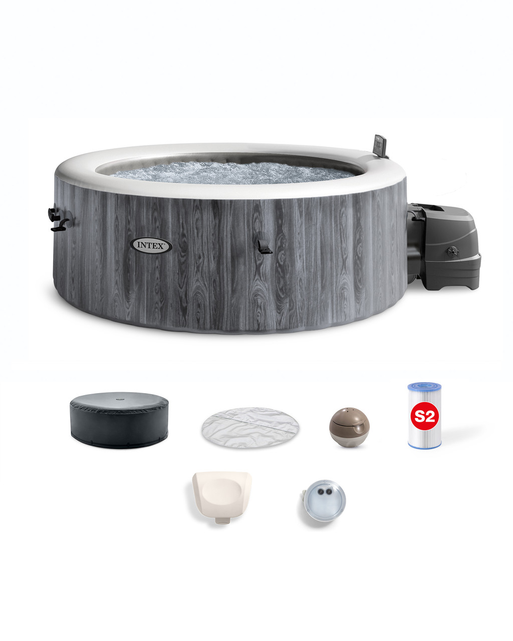 PureSpa™ Greywood Deluxe Round Bubble Spa Set - 4-Person 4 PureSpa™ Greywood Deluxe Round Bubble Spa Set - 4-Person