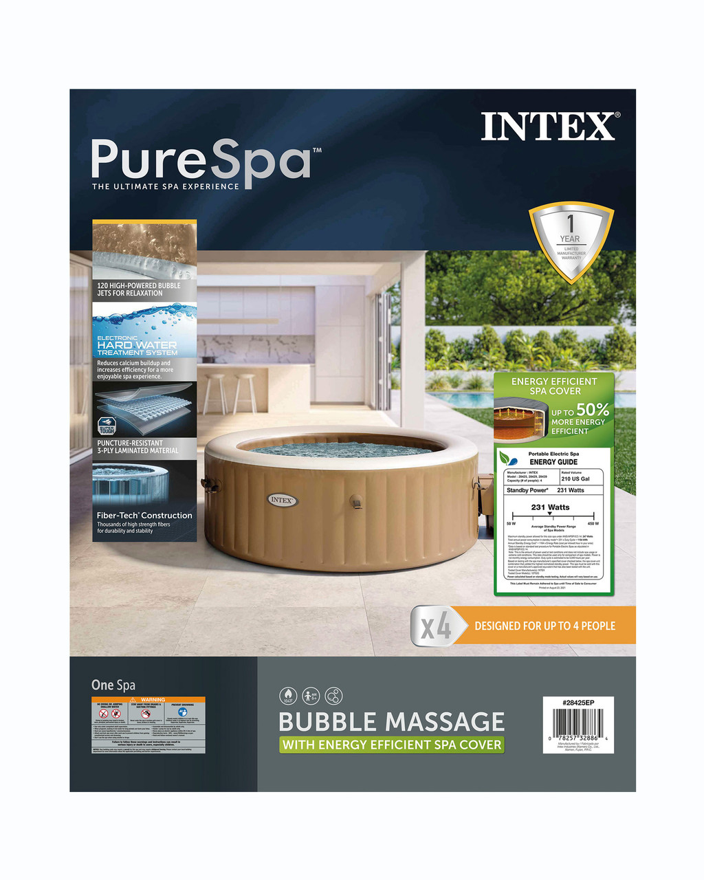 PureSpa™ Sahara Tan Round Bubble Inflatable Spa Set - 4-Person 17 PureSpa™ Sahara Tan Round Bubble Inflatable Spa Set - 4-Person