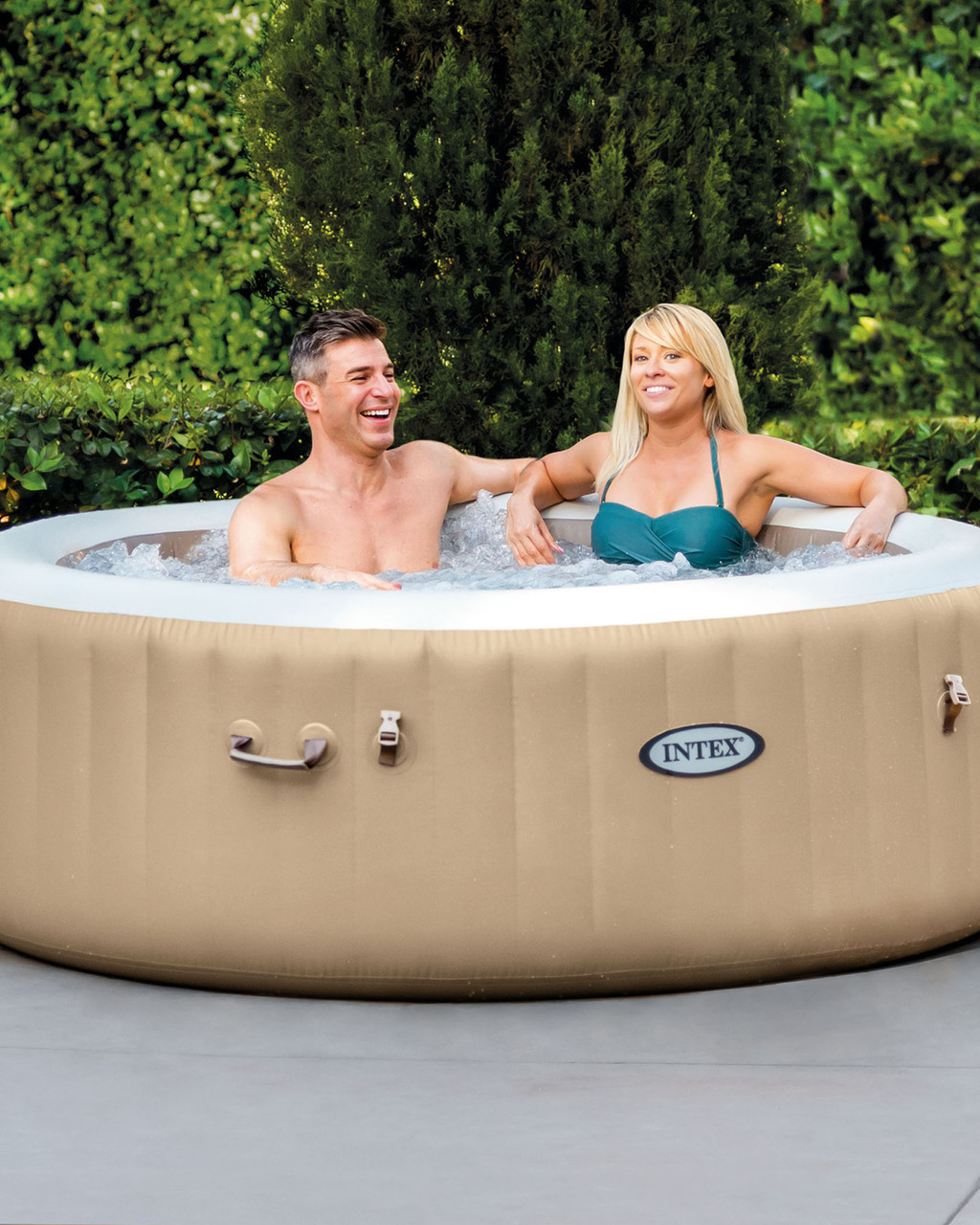 PureSpa™ Sahara Tan Round Bubble Inflatable Spa Set - 4-Person 3 PureSpa™ Sahara Tan Round Bubble Inflatable Spa Set - 4-Person