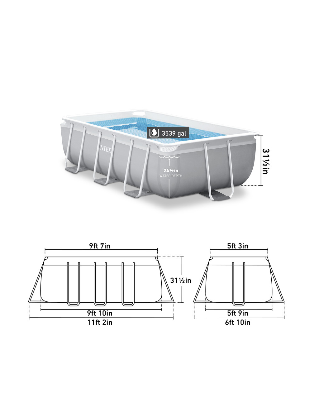 Prism Frame™ 9.8’ X 5.7' X 31.2" Above Ground Premium Pool Set 3 Prism Frame™ 9.8’ X 5.7' X 31.2" Above Ground Premium Pool Set
