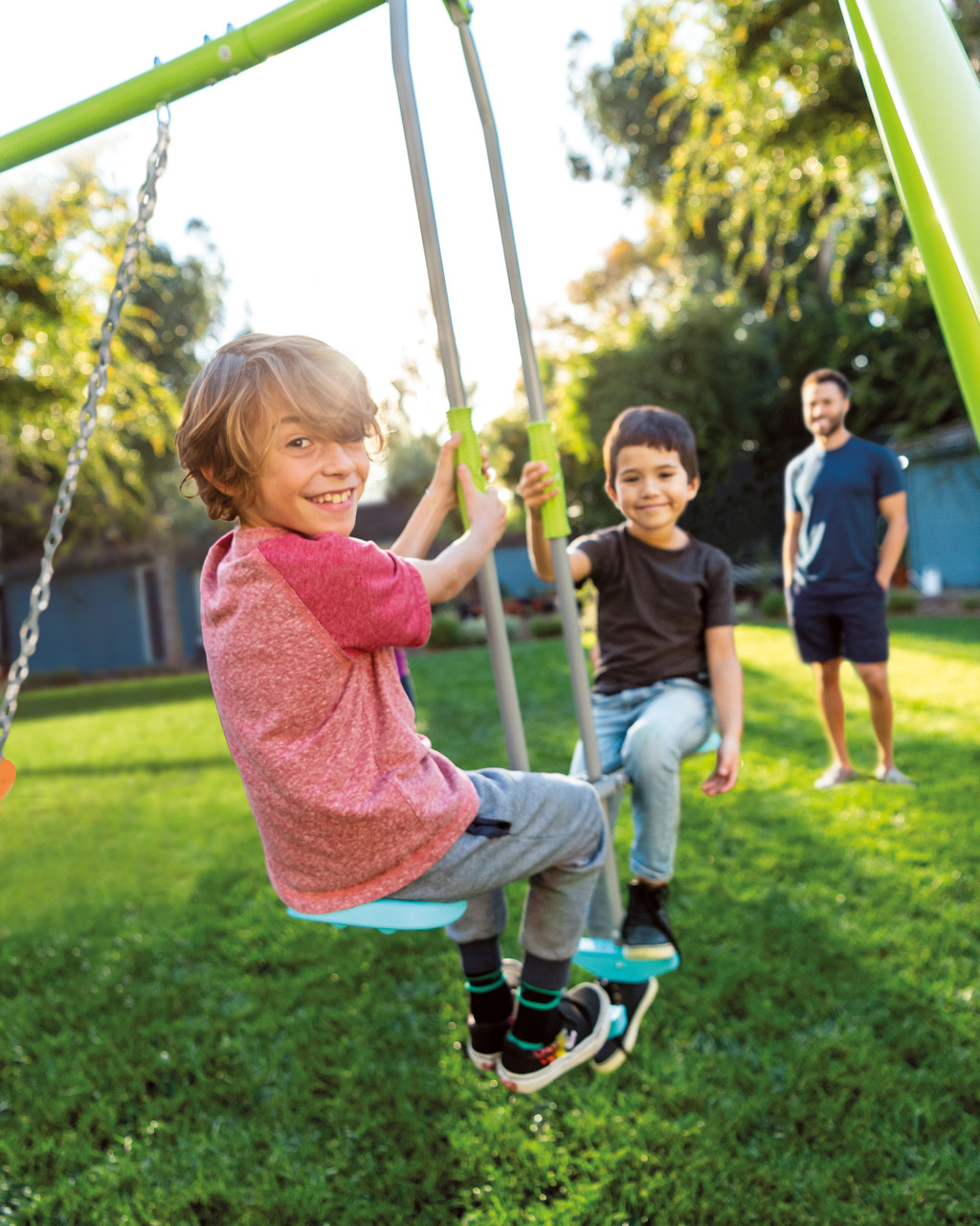 Swing & Glide Three Feature Colored Swing Set w/ FREE Trapeze Bar 8 Swing & Glide Three Feature Colored Swing Set w/ FREE Trapeze Bar