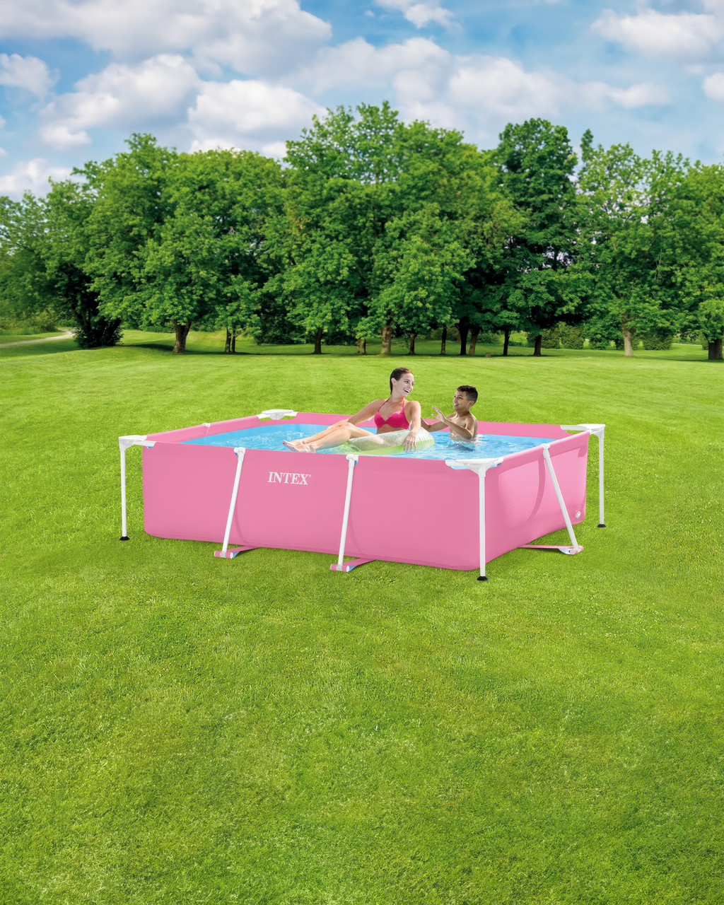 Pink Rectangular Frame Above Ground Pool - 2.2M x 1.5M x 0.6M 3 Pink Rectangular Frame Above Ground Pool - 2.2M x 1.5M x 0.6M