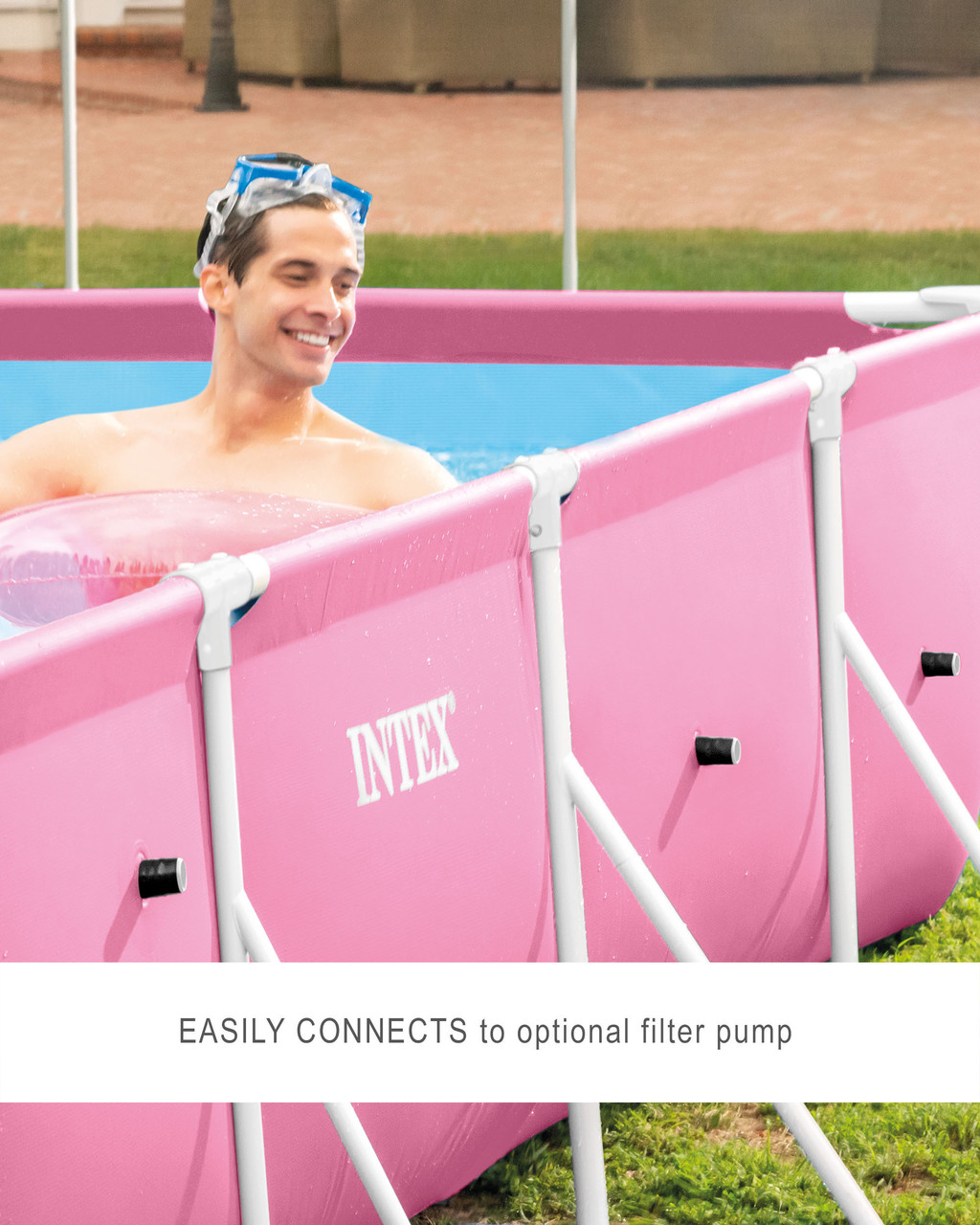Pink Rectangular Frame Above Ground Pool - 2.2M x 1.5M x 0.6M 5 Pink Rectangular Frame Above Ground Pool - 2.2M x 1.5M x 0.6M