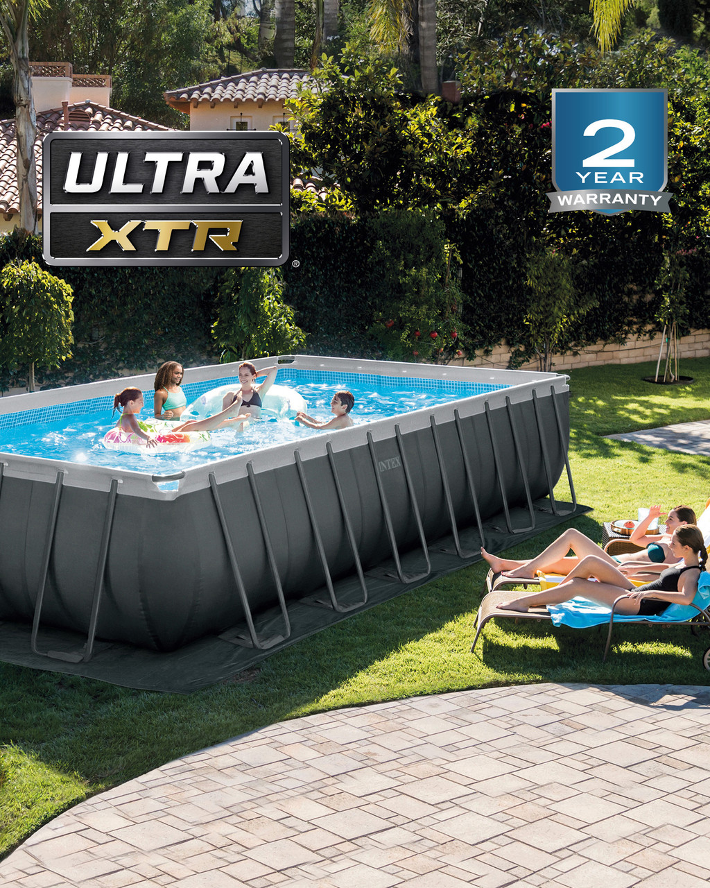 Rectangular Ultra XTR® Frame Above Ground Pool w/ Sand Filter Pump - 24' x 12' x 52"