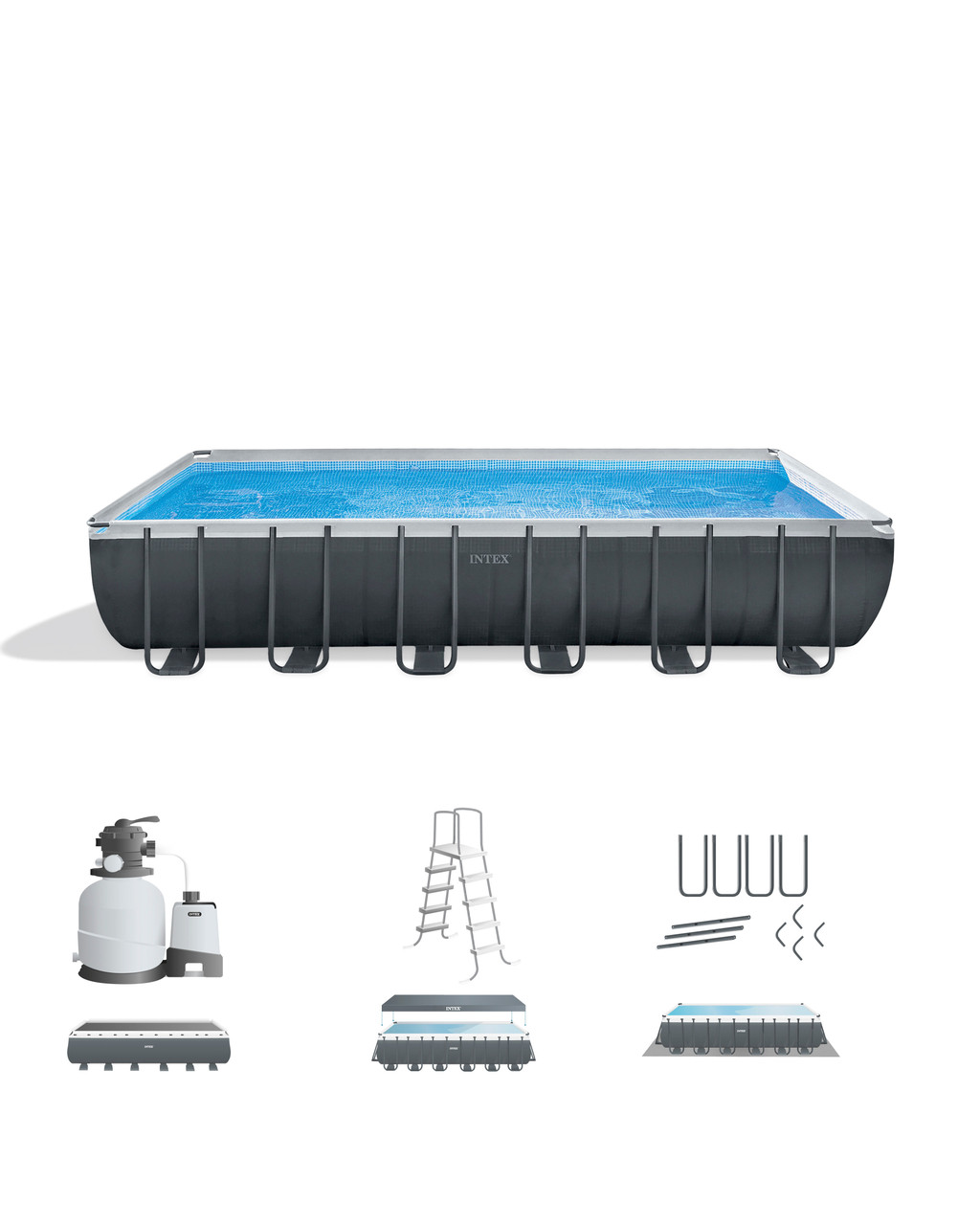 Rectangular Ultra XTR® Frame Above Ground Pool w/ Sand Filter Pump - 24' x 12' x 52"