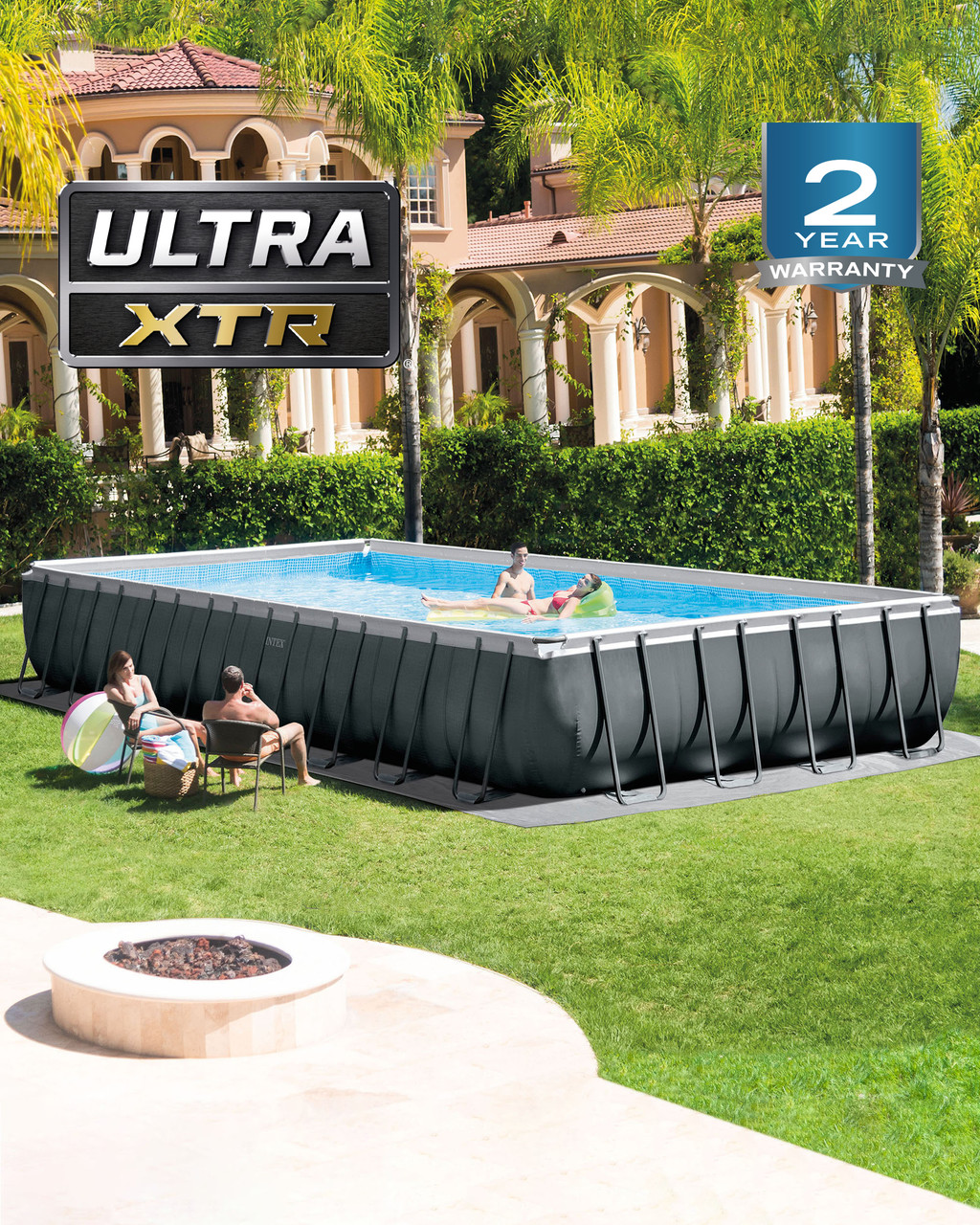 Rectangular Ultra XTR® Frame Above Ground Pool w/ Sand Filter Pump & Saltwater System - 32' x 16' x 52"