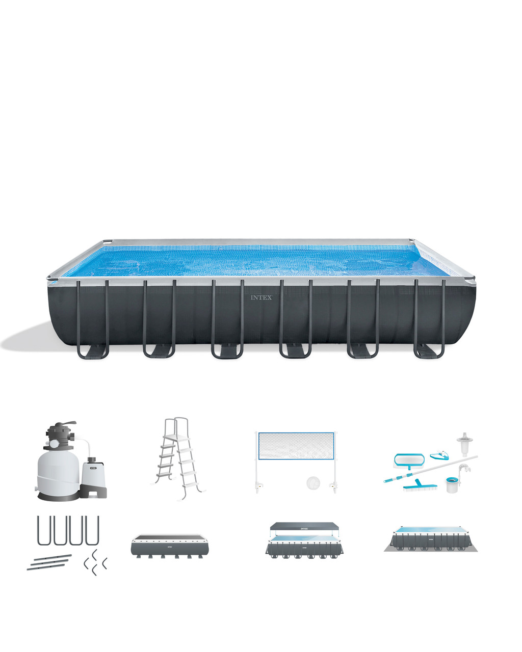 Rectangular Ultra XTR® Frame Above Ground Pool w/ Sand Filter Pump & Saltwater System - 24' x 12' x 52"