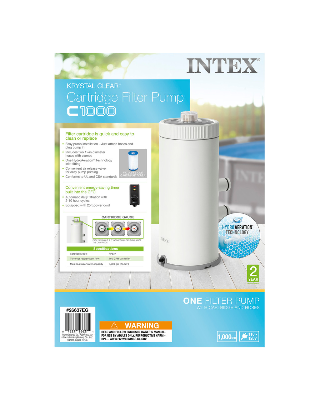 C1000 Cartridge Filter Pump W/ GFCI (110-120 Volt) 5 C1000 Cartridge Filter Pump W/ GFCI (110-120 Volt)