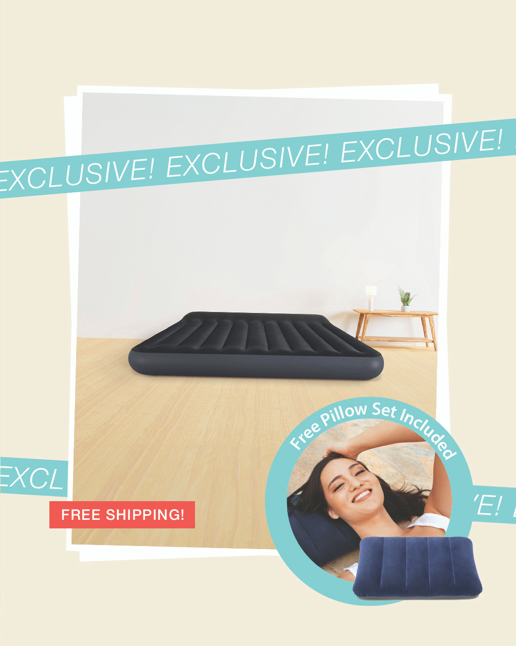 Dura-Beam® Standard Pillow Rest Air Mattress 10" King Bundle with 2 Free Pillows